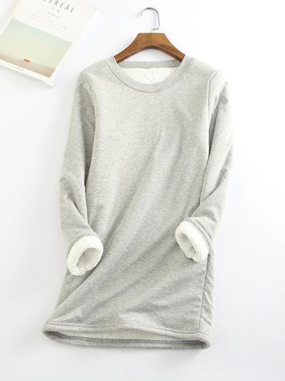 Casual Cotton Round Neck Solid Sweatshirt & Pants