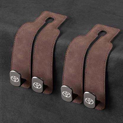 Twin Hook Leather Car Headrest Hangers