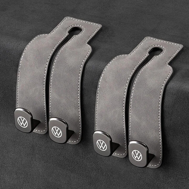 Twin Hook Leather Car Headrest Hangers