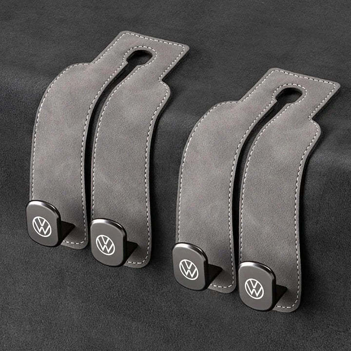 Twin Hook Leather Car Headrest Hangers