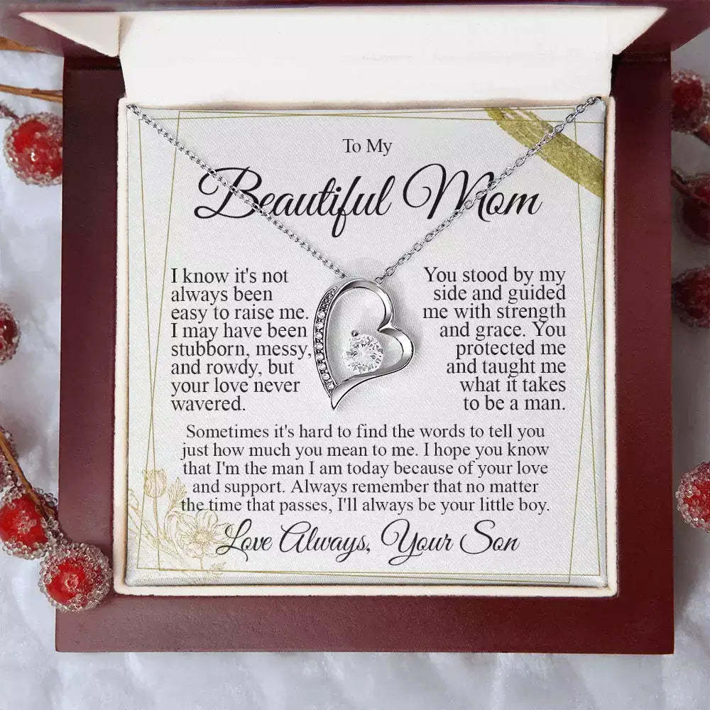 Silver heart necklace designed as a gift for Mom