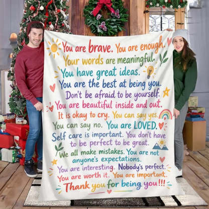 Inspirational affirmation blanket as a thoughtful gift