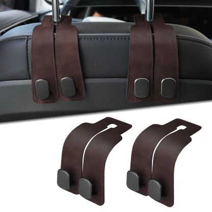Twin Hook Leather Car Headrest Hangers