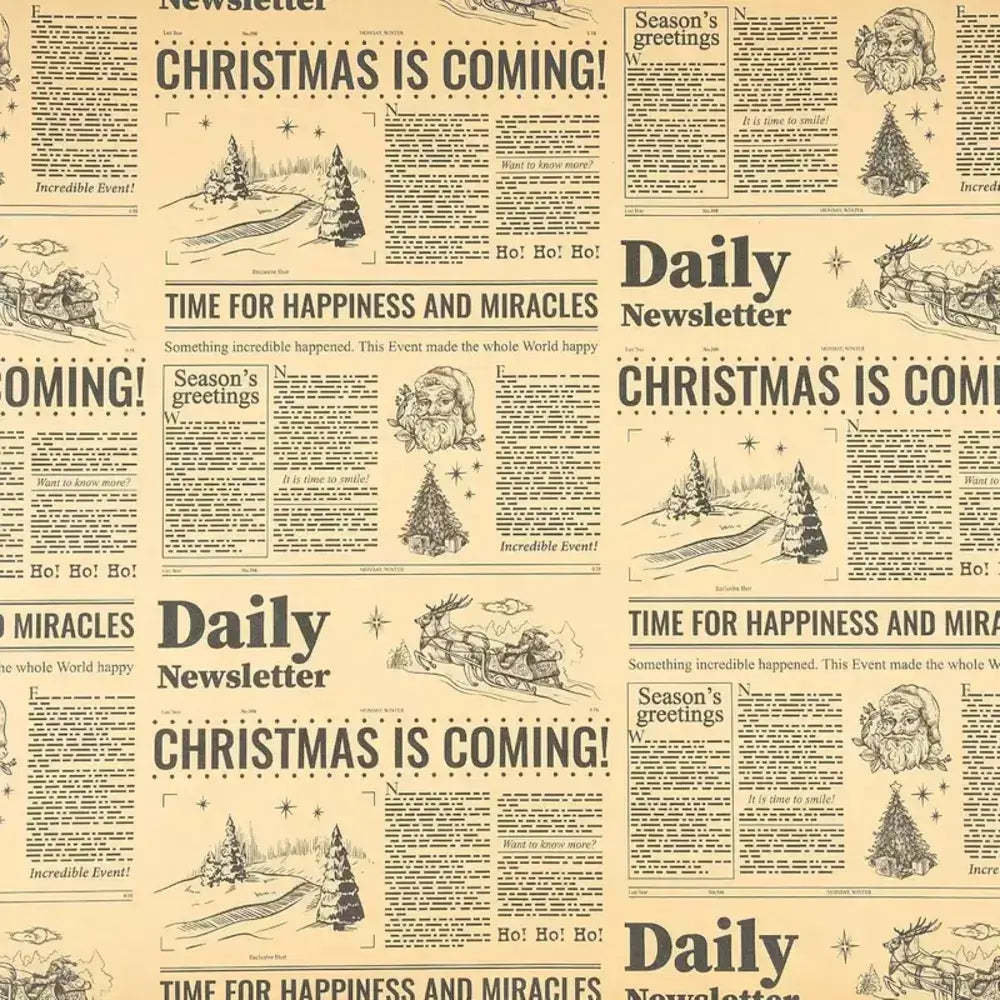 Close-up of the printed pattern on Christmas wrapping paper