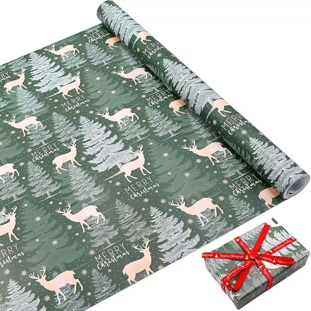 Christmas wrapping paper featuring a Christmas tree pattern