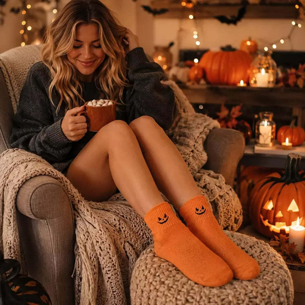 Five-pair Halloween socks set as a seasonal gift for women