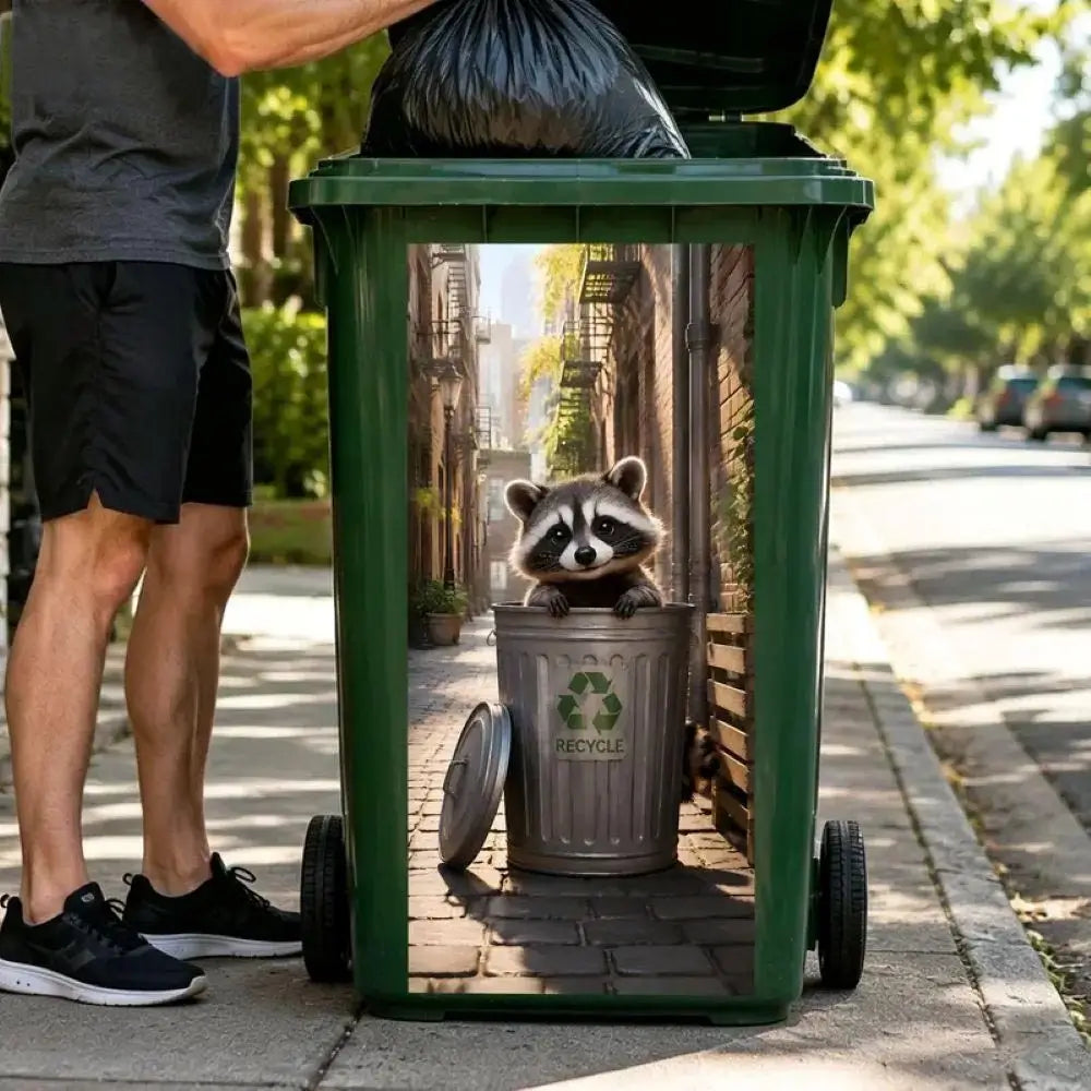 Creative Trash Can Sticker With Colourful Cartoon