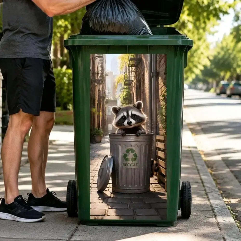 Creative Trash Can Sticker With Colourful Cartoon