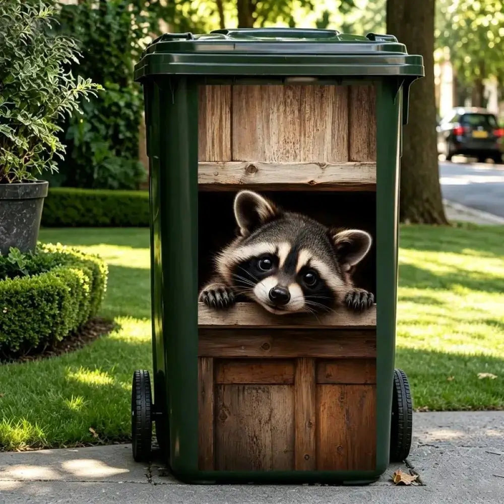 Creative Trash Can Sticker With Colourful Cartoon