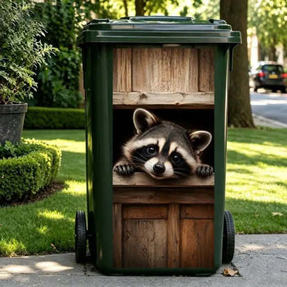 Creative Trash Can Sticker With Colourful Cartoon