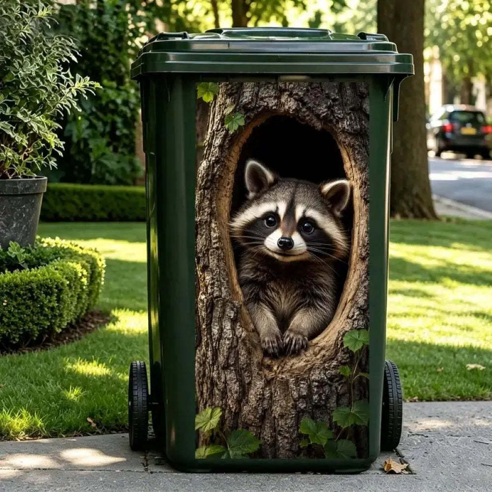Creative Trash Can Sticker With Colourful Cartoon