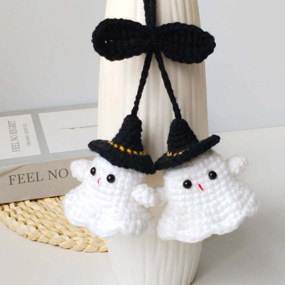 Handmade crochet ghost charm as a Halloween gift