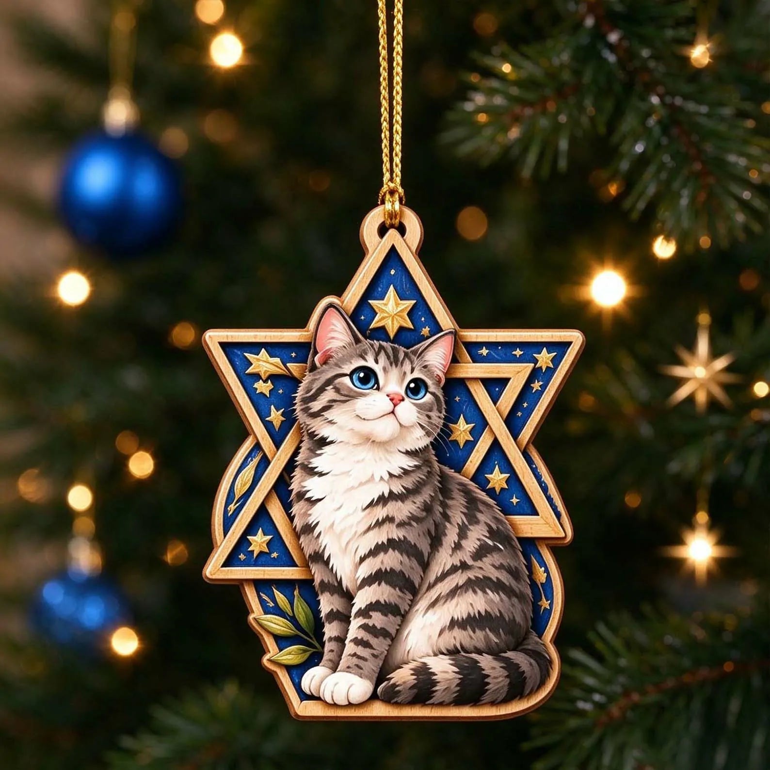 Hanukkah Cat Acrylic Ornament