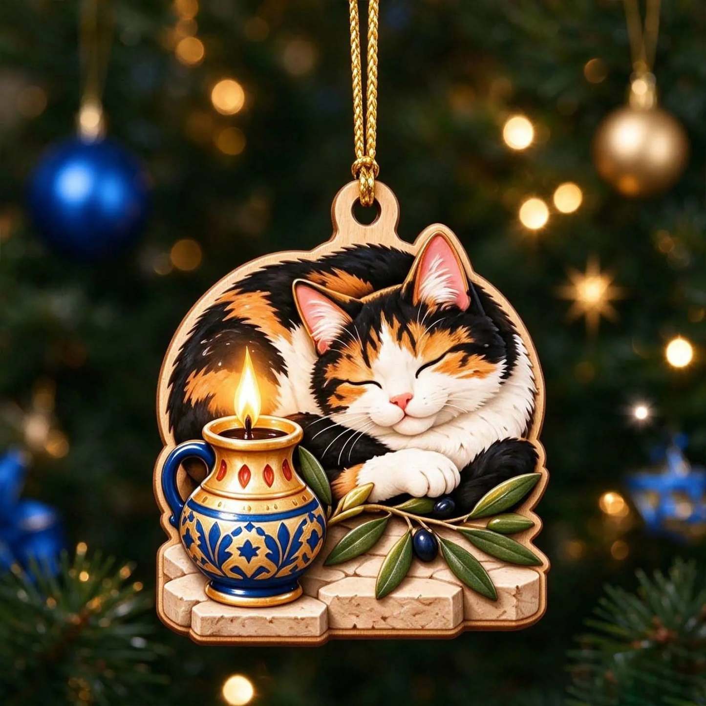 Hanukkah Cat Acrylic Ornament