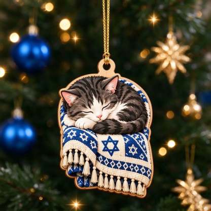 Hanukkah Cat Acrylic Ornament