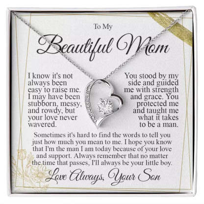 Heart necklace for Mom with a sentimental message of love