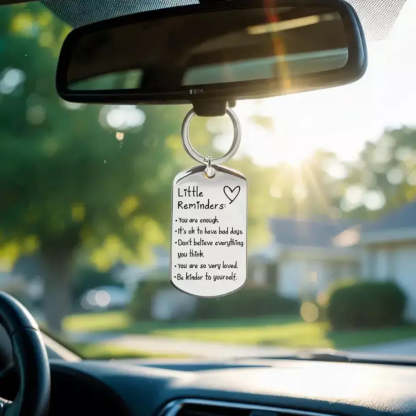 An inspirational keychain gift suitable for hanging in a car.