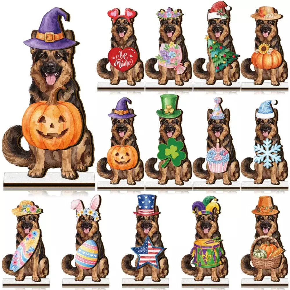 Cute animal wooden desk sign with interchangeable magnetic hats