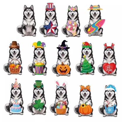 Magnetic animal decor showing easy interchangeable seasonal accessories