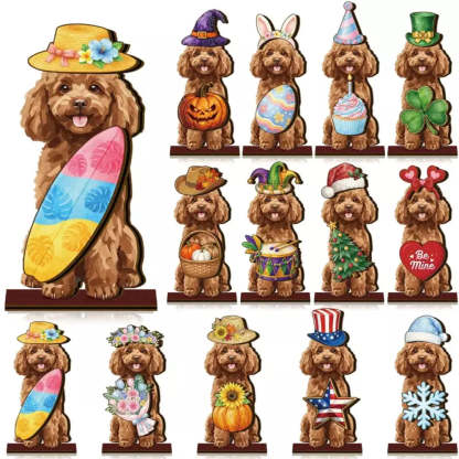 Interchangeable animal wooden sign decorated for Easter