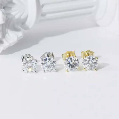 Lab-created moissanite stud earrings in a 4-prong setting