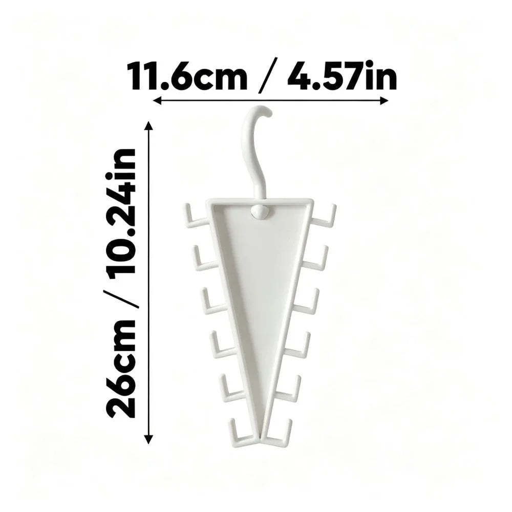 White plastic wall hook organizer with multiple small side hooks, shown with dimension arrows and text indicating 11.6cm width and 26cm height on a white background.