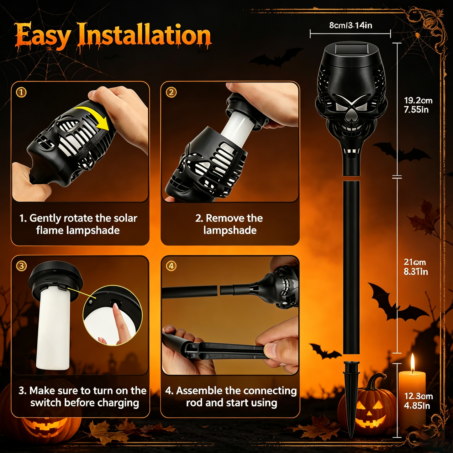 🔥Halloween Early Bird Special Sale 55% OFF🔥Halloween Solar Skull Flame Lights💀
