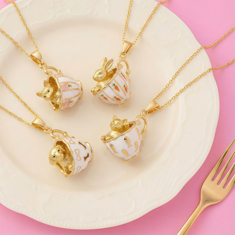 Cute Teacup Animal Locket Necklace
