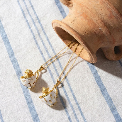 Cute Teacup Animal Locket Necklace