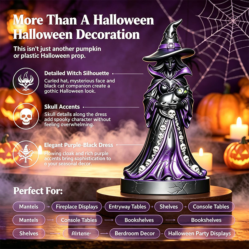 🎁Halloween Light-up Witch and Cat Figurine Ornament