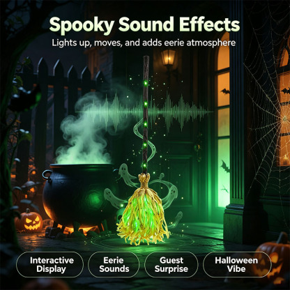 🧹Light-Up Magic Witch's Broom That Moves Automatically And Plays Sound Effects