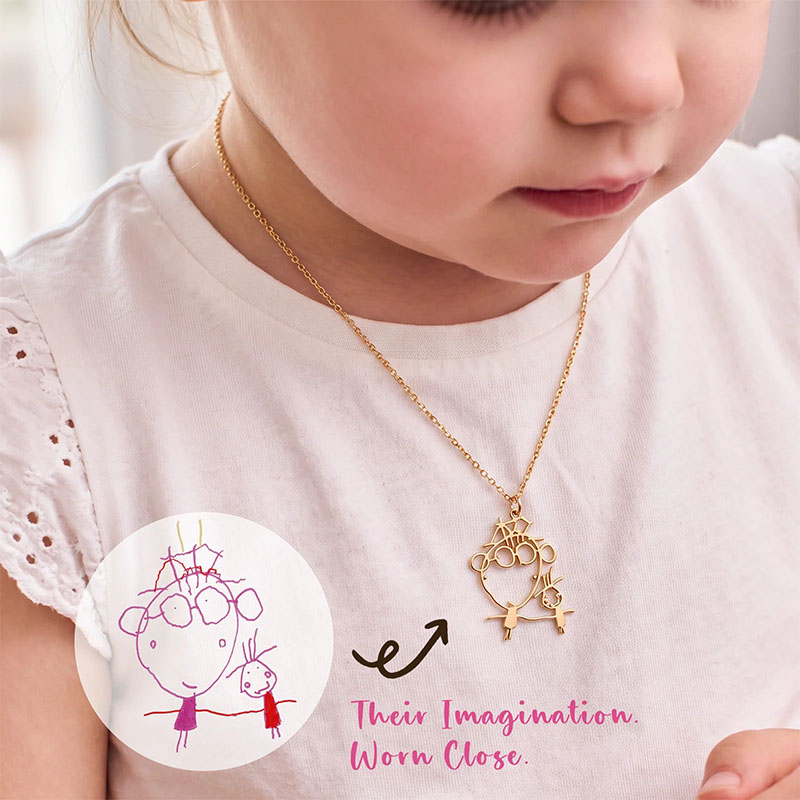 Personalized Kids Drawing Necklace
