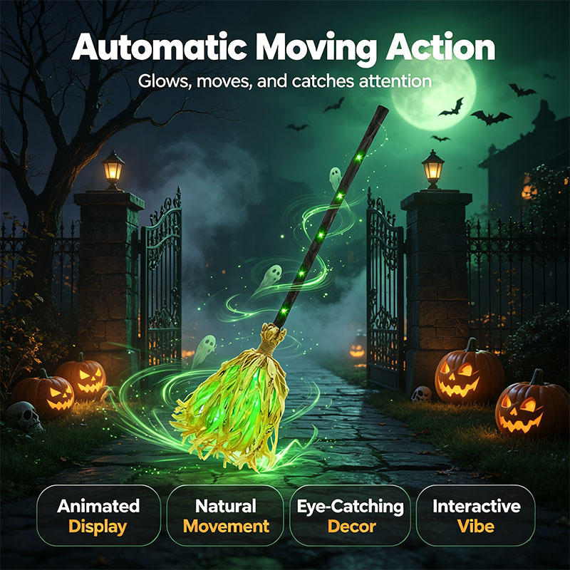 🧹Light-Up Magic Witch's Broom That Moves Automatically And Plays Sound Effects