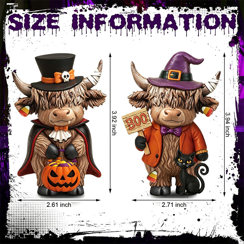 🎁Halloween 2D Flat Highland Cow Decorative Ornament