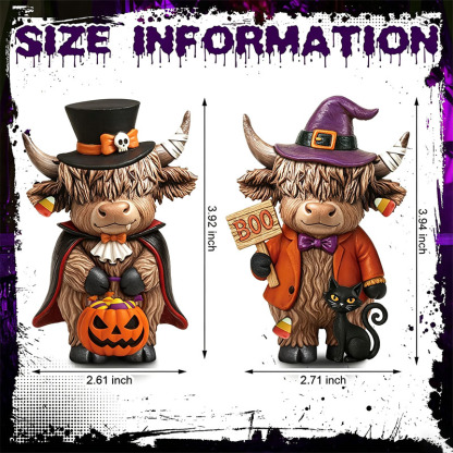 🎁Halloween 2D Flat Highland Cow Decorative Ornament