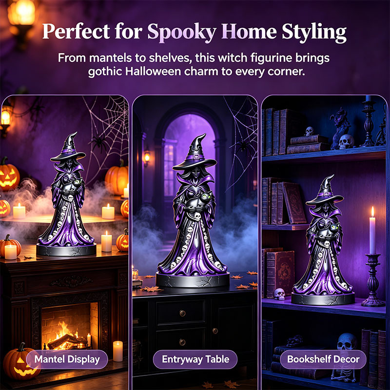 🎁Halloween Light-up Witch and Cat Figurine Ornament