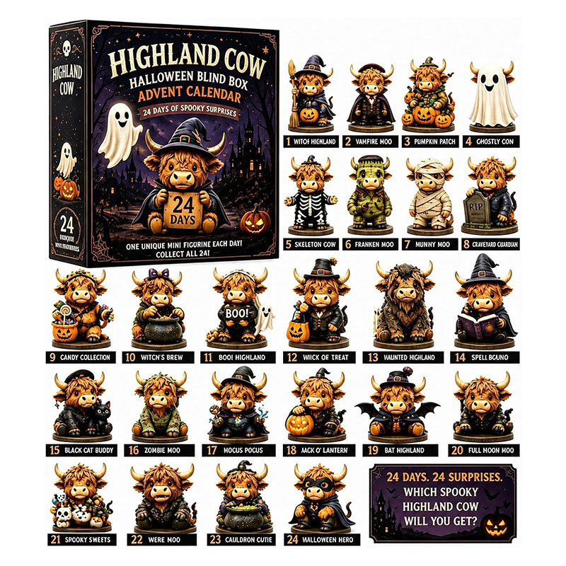 🔥49% Off Last Day -🔧24 Days of Spooky Highland Cow Advent Calendar 2026
