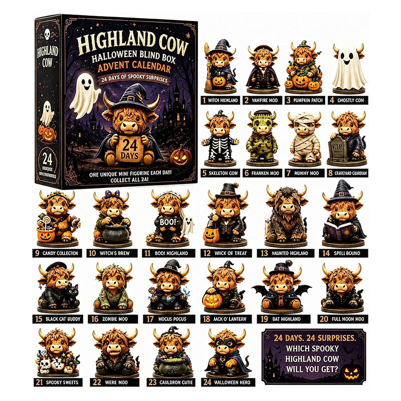 🔥49% Off Last Day -🔧24 Days of Spooky Highland Cow Advent Calendar 2026