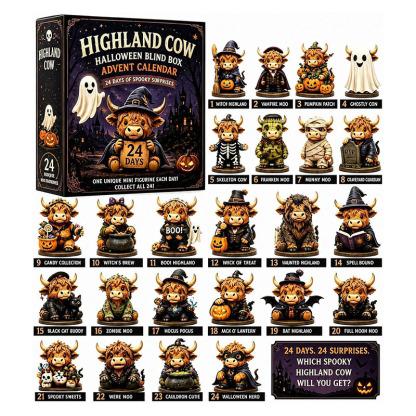 🔥49% Off Last Day -🔧24 Days of Spooky Highland Cow Advent Calendar 2026