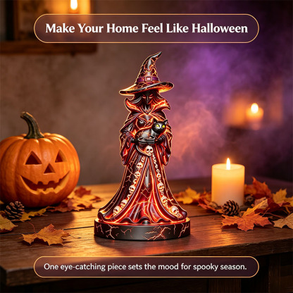 🎁Halloween Light-up Witch and Cat Figurine Ornament