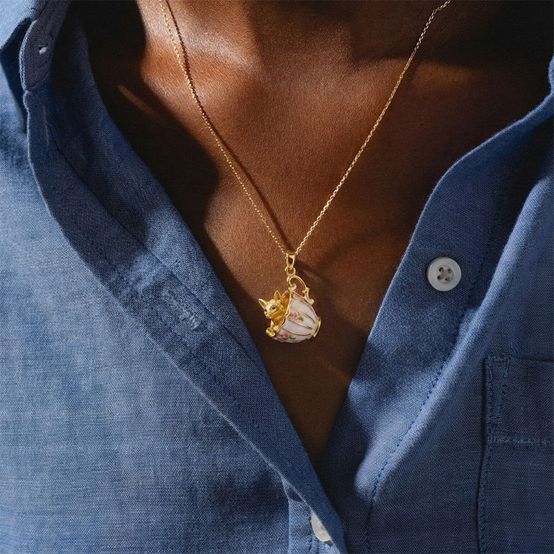 Cute Teacup Animal Locket Necklace