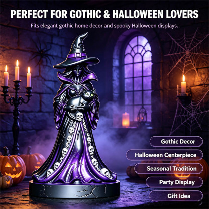 🎁Halloween Light-up Witch and Cat Figurine Ornament