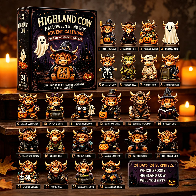 🔥49% Off Last Day -🔧24 Days of Spooky Highland Cow Advent Calendar 2026