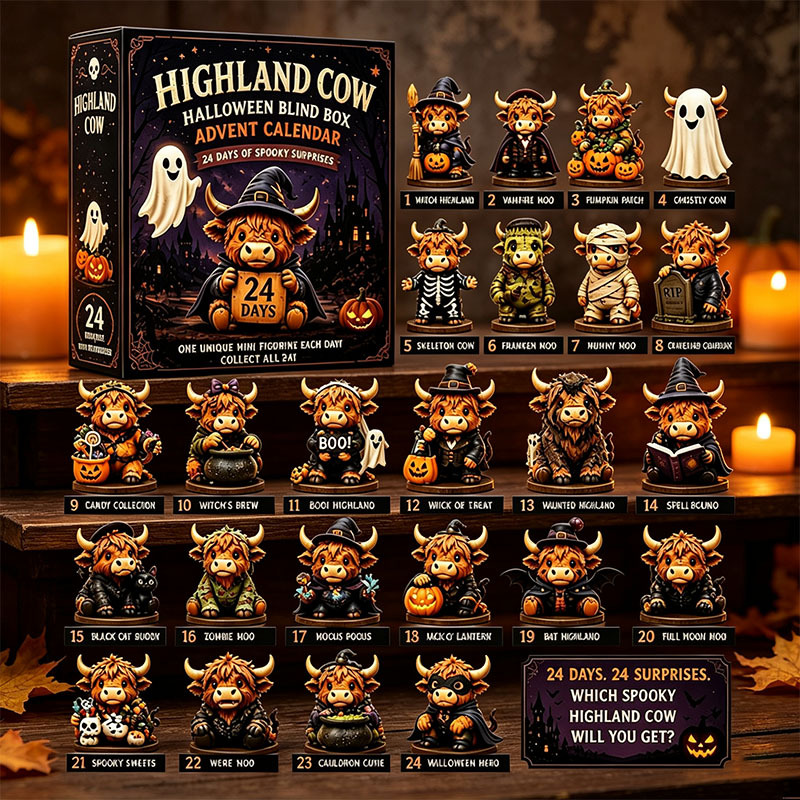 🔥49% Off Last Day -🔧24 Days of Spooky Highland Cow Advent Calendar 2026