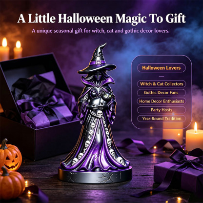 🎁Halloween Light-up Witch and Cat Figurine Ornament