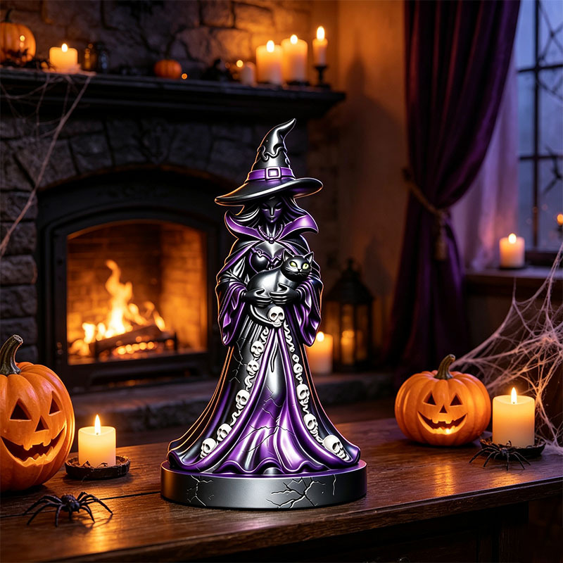 🎁Halloween Light-up Witch and Cat Figurine Ornament