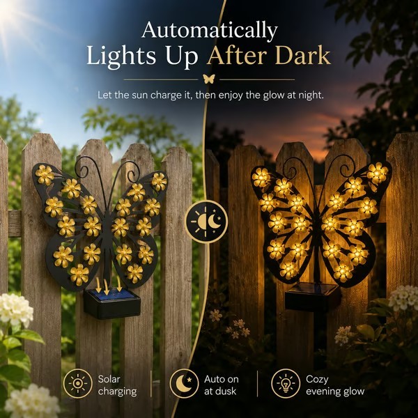 🦋 Solar Butterfly Garden Light