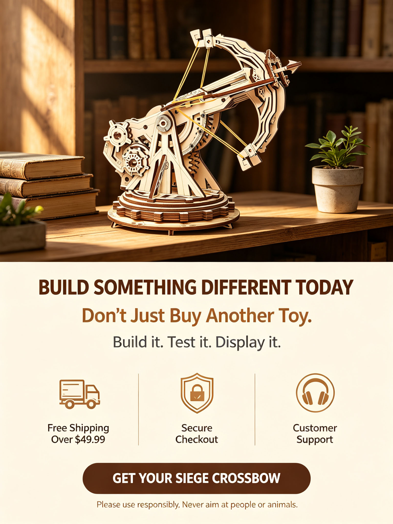 🏹3D Wooden Puzzles Siege Crossbow Catapult Kit