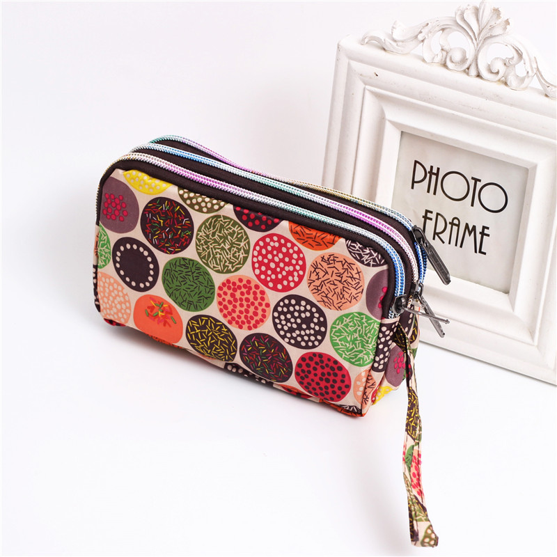 Multi Zip Waterproof Floral Wristlet Pouch