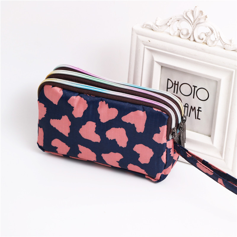 Multi Zip Waterproof Floral Wristlet Pouch